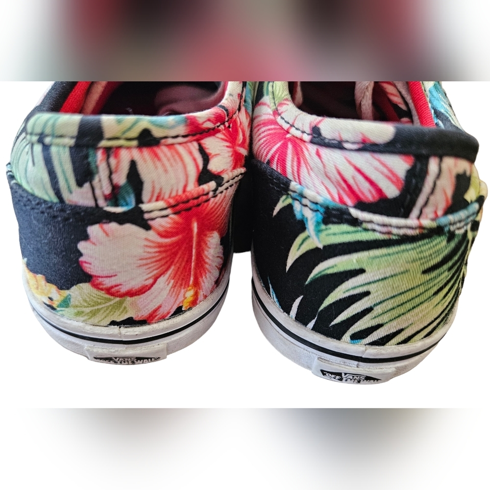 VANS Tropical Floral On Black Lace Up Sneakers Women's Size 8 - Picture 3 of 5
